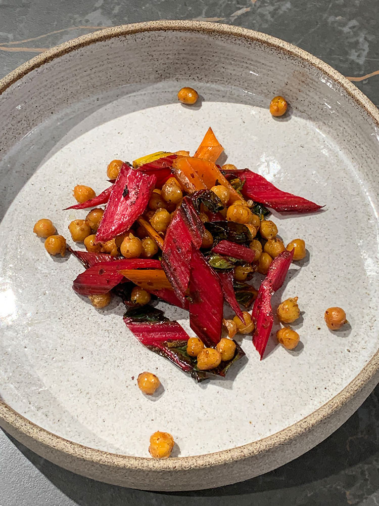 Baked chickpea, chard, algae with chermoula